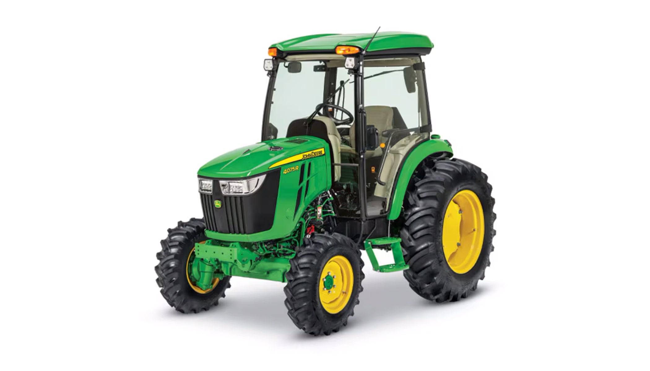 Product photo of John Deere 4075R Compact Utility Tractor on white background