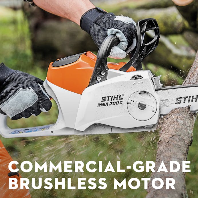 Close up of Stihl MSA 200C's Commercial-Grade Brushless Motor
